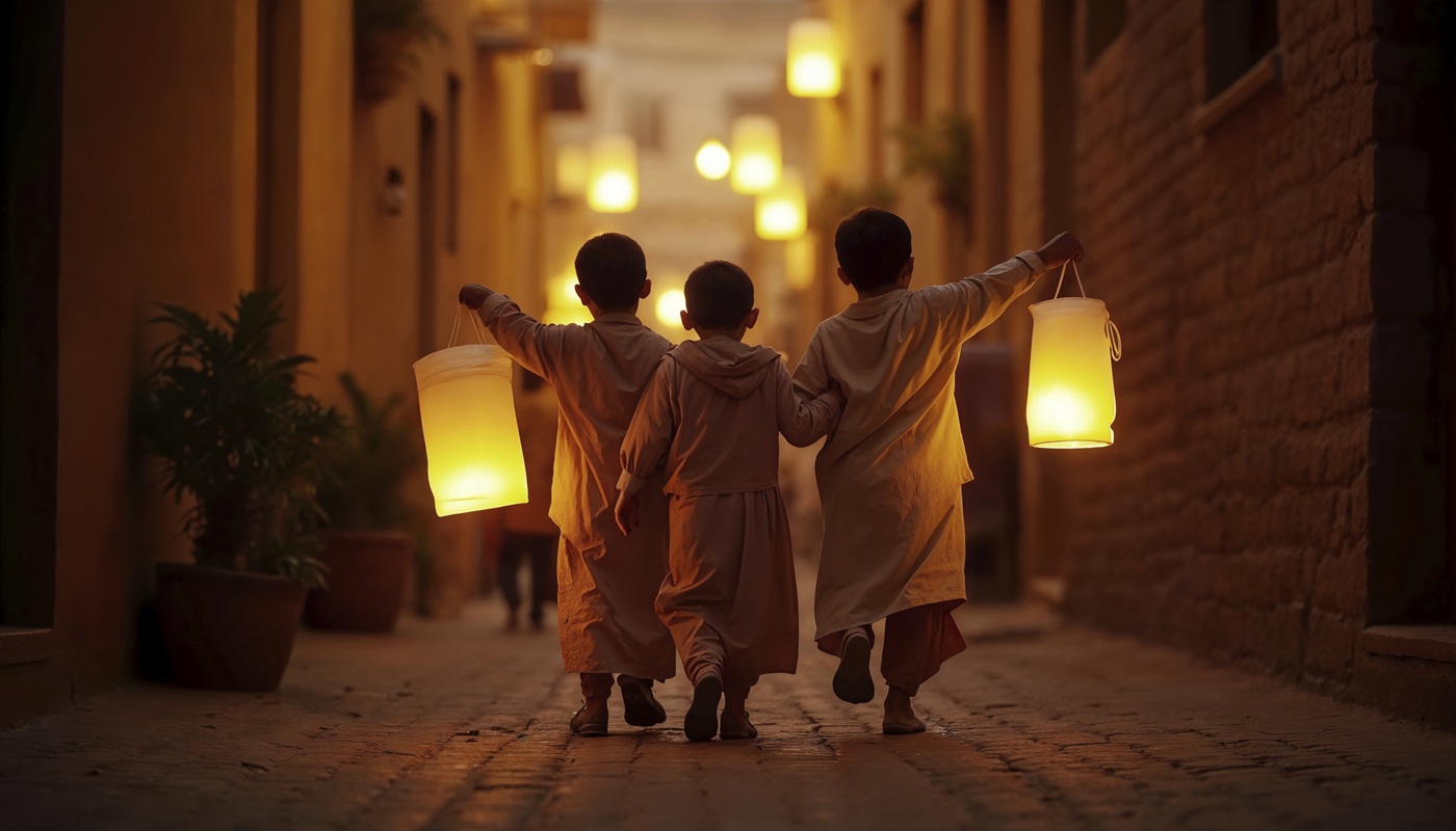 Дети с фонариками