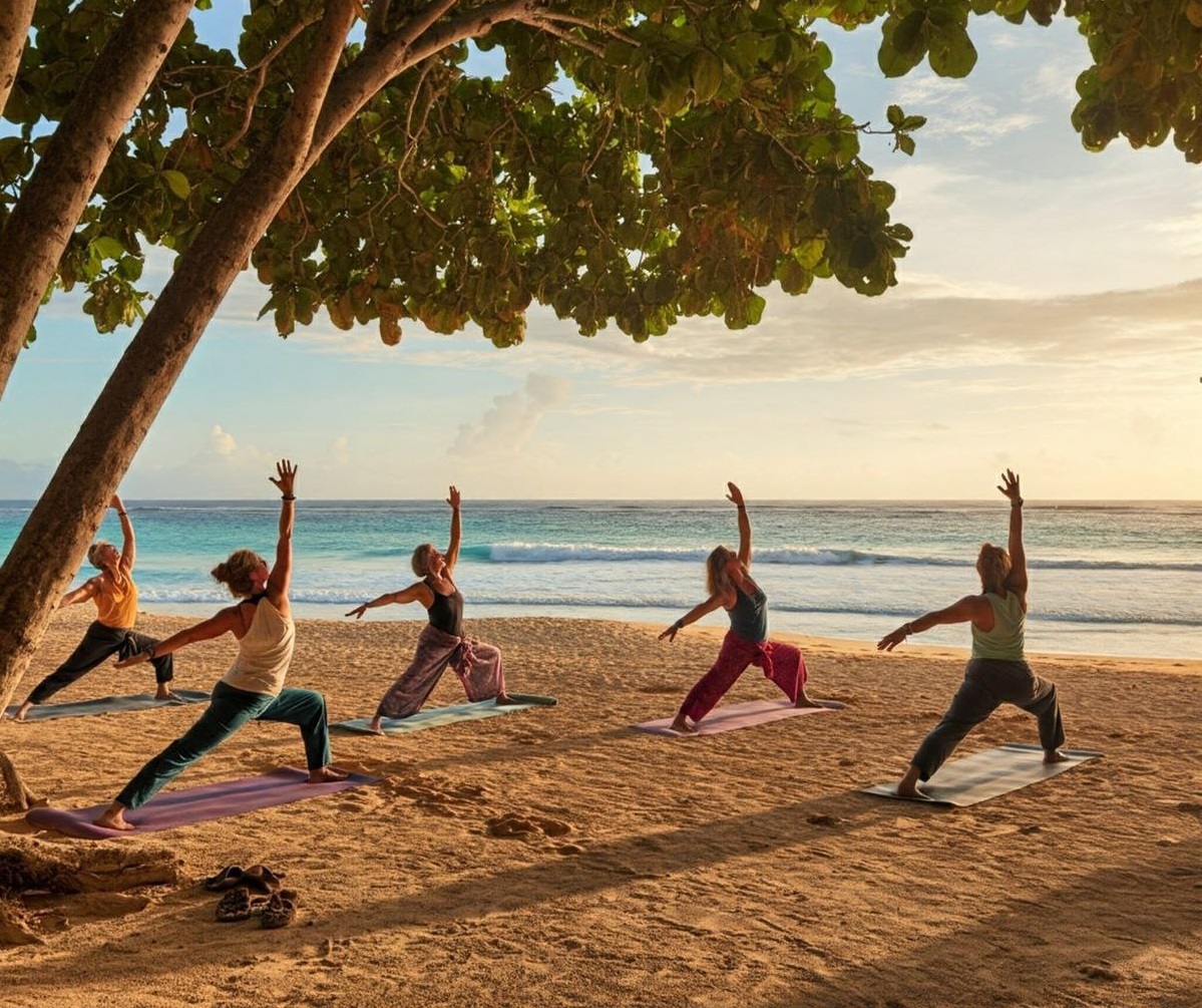 Практика йоги на берегу