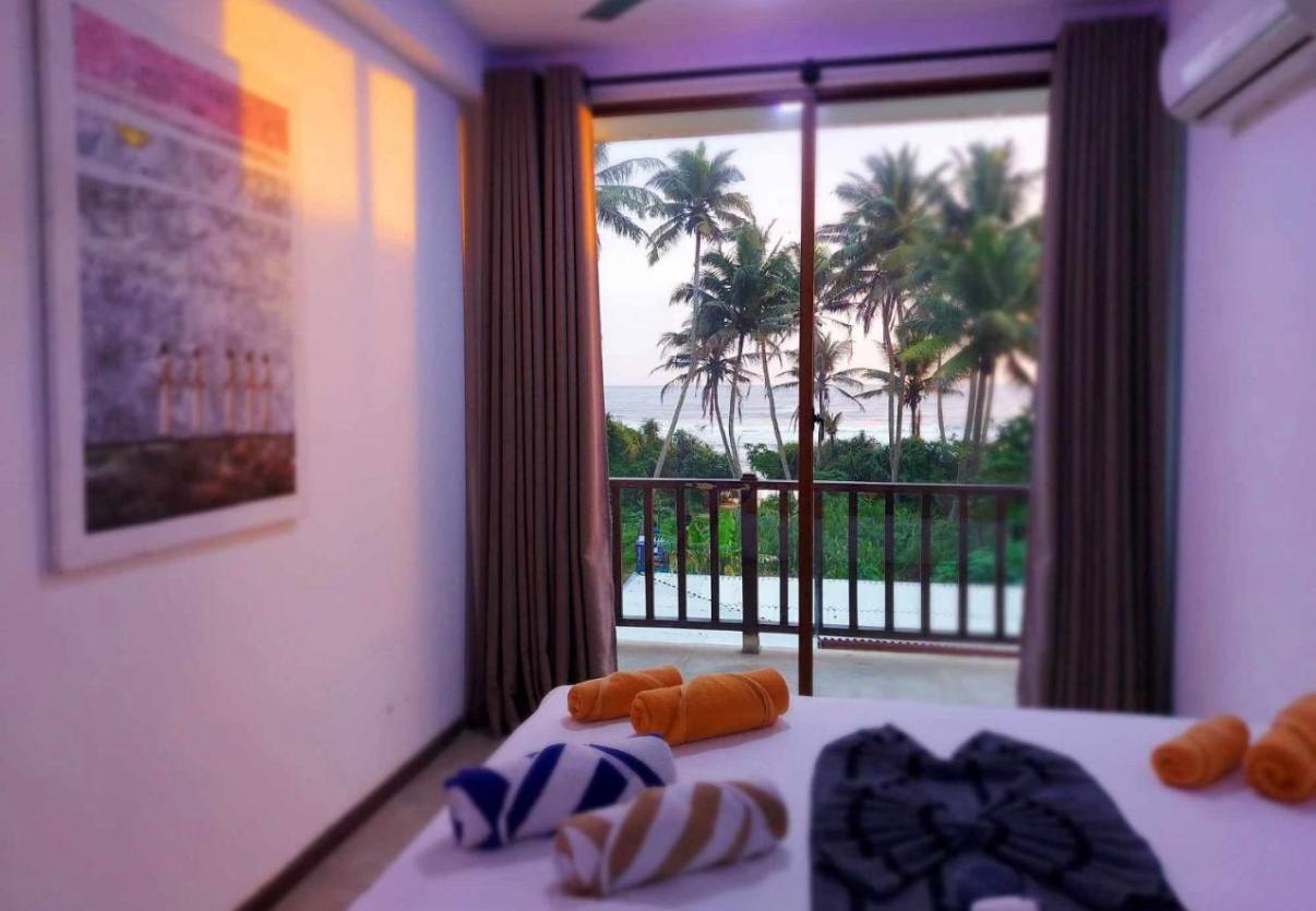 Пальмы и океан из окна номера